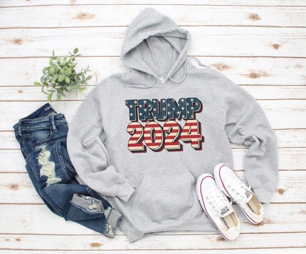 Donald Trump 2024 Hoodie - Donald Trump Is My President - Patriotic USA Flag Sweatshirt Trump Girl - Christmas Gift -