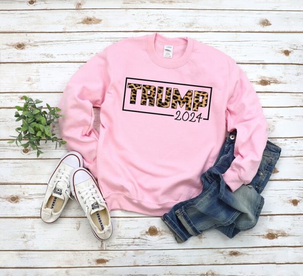 Donald Trump 2024 Sweatshirt - Trump Girl Sweater - Leopard Print - Christmas Gift - Birthday Present