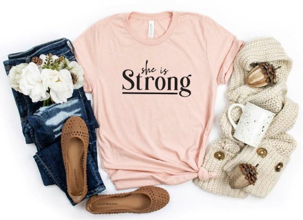 She is Strong Shirt, Christian Shirt, Faith Shirt, Church Shirt, Inspirational Shirt, Religious Shirt, God is love Shirt