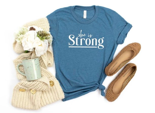 She is Strong Shirt, Christian Shirt, Faith Shirt, Church Shirt, Inspirational Shirt, Religious Shirt, God is love Shirt