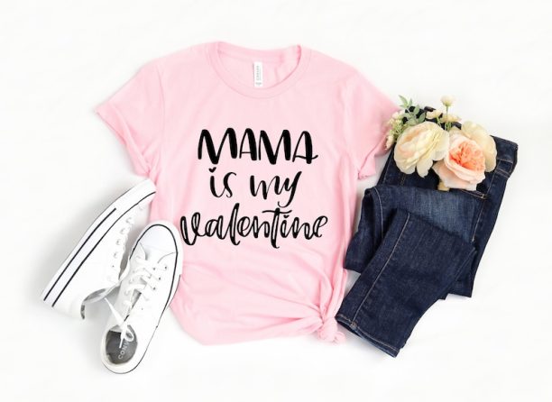 Mama Is My Valentine Shirt, Valentine Daddy and Heart Shirt Day Tshirt, Daddy Valentine Day Tee, Daddy Lover Tee, Mama Kid Valentine Shirt