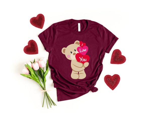 I Love You Bear Shirt, Valentines LOVE Lip Shirt, XOXO Shirt, LOVE Valentines Y'All Shirt, Cute Valentines Day Shirt, Heart Shirt