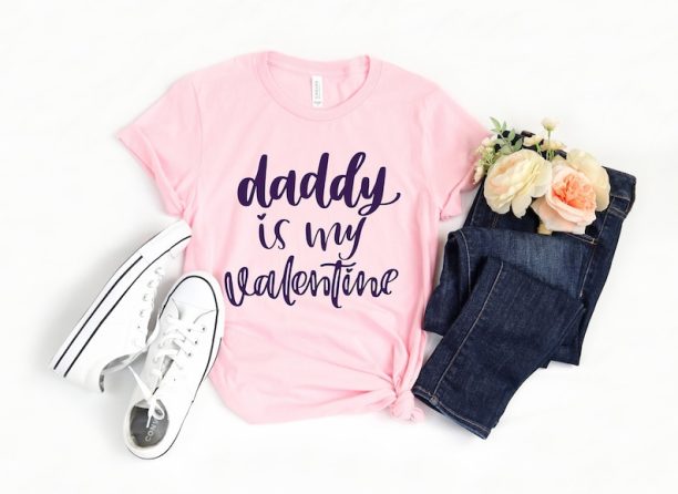 Daddy Is My Valentine Shirt, Valentine Daddy and Heart Shirt Day Tshirt, Daddy Valentine Day Tee, Daddy Lover Tee, Daddy Kid Valentine Shirt