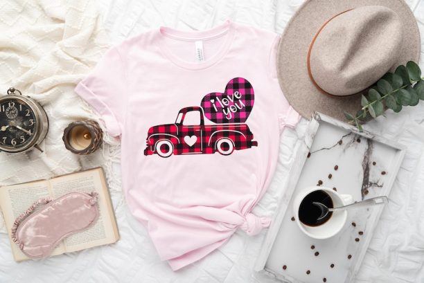 Valentines buffalo plaid Truck Shirt,Valentines Day Shirts For Woman,Heart Shirt,Cute Valentine Shirt,Cute Valentine Tee,Valentines Day Gift