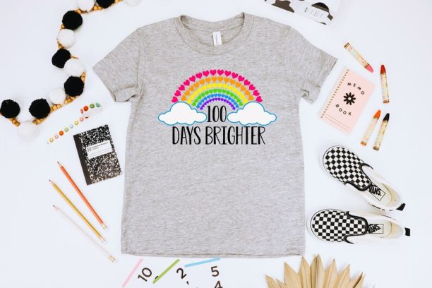 Teacher 100 Days Brighter, Teacher Shirt, 100 Days of School, Teacher Gifts, Teacher Appreciation, 100 Days Brighter