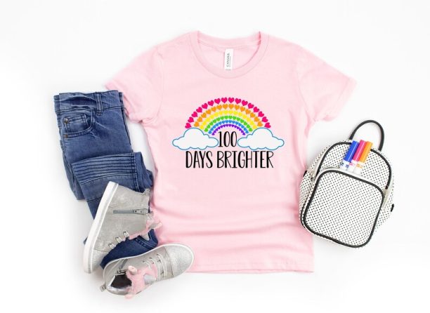 Teacher 100 Days Brighter, Teacher Shirt, 100 Days of School, Teacher Gifts, Teacher Appreciation, 100 Days Brighter