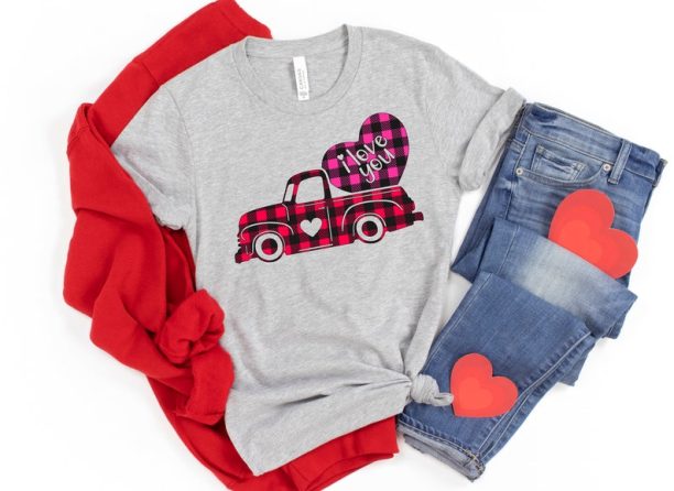 Buffalo Plaid Truck Shirt,Heart Shirt, Love Shirt,I Love You Shirt, Leopard Shirt, Leopard Print Shirt, Leopard Design For Women Shirt