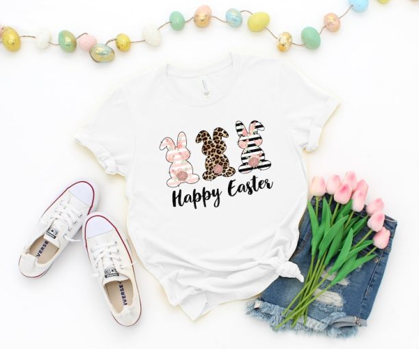 Happy Easter Shirt, Happy Easter Bunnies Shirt, Bunny Shirt, easter Bunny Shirt, Cute Easter Shirt, Leopard Bunny Shirt