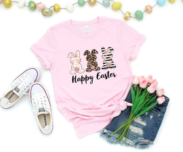 Happy Easter Shirt, Happy Easter Bunnies Shirt, Bunny Shirt, easter Bunny Shirt, Cute Easter Shirt, Leopard Bunny Shirt