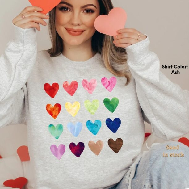 Watercolor Heart Sweatshirt/Crewneck,Heart Sweatshirt,Valentine's Day Sweatshirt,Valentines Pullover,Love Sweater,Hearts,Valentines Sweater,