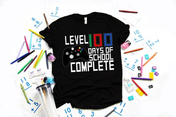 Level 100 Days of School Completed, Teacher Gifts, Teacher Appreciation, 100 Days Brighter, Back to School Shirt