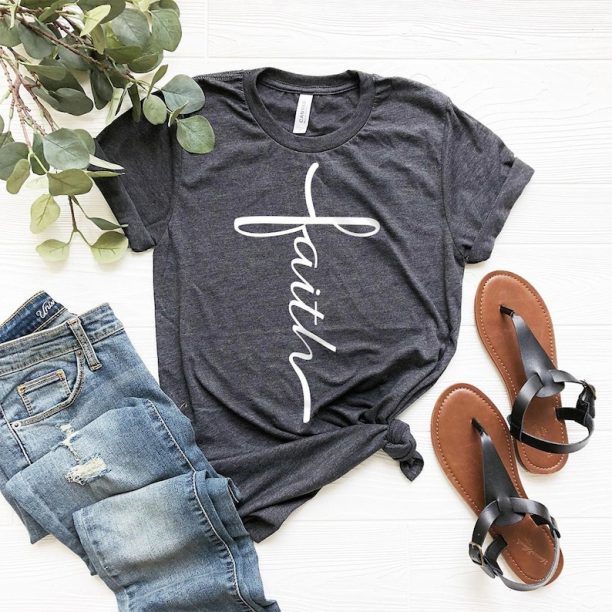 Vertical Cross Shirt, Faith T-Shirt, Faith Cross Tee, Religious Shirt, Church Shirt, Jesus Love Gift