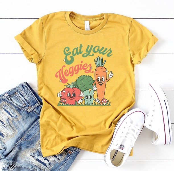 Eat Your Veggies Retro Graphic Shirt | Vegan Shirt | Farmers Market Vegetable Shirt | 12105