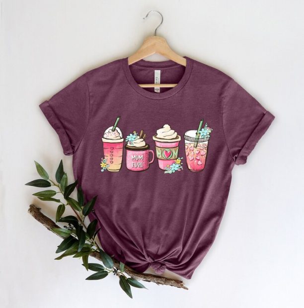 Mom Fuel T-Shirt,Mother's Day Shirt,Mom Life Shirts,Mama Latte Tee,New Mom Gift,Coffee Shirts,Funny Iced Latte coffee lover Gift for Her,Mom