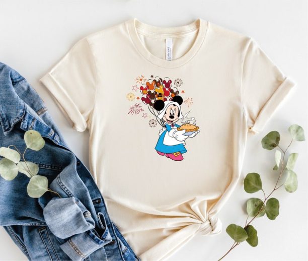 Disney Minnie Pumpkin Pie Thankful Balloon Hoodie Shirt Sweatshirt, Disney Minnie Thanksgiving Balloon Shirt