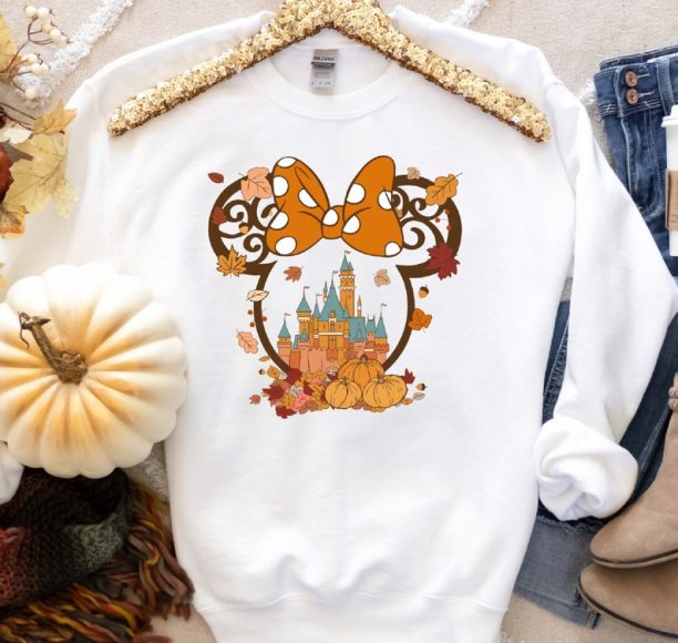 Mickey and Minnie Fall Castle Sweatshirt | Disney Fall Sweatshirt | Unisex Fit