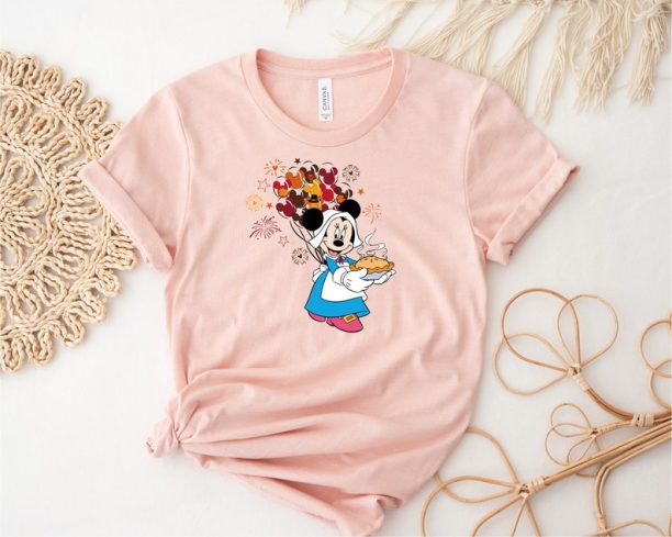 Disney Minnie Pumpkin Pie Thankful Balloon Hoodie Shirt Sweatshirt, Disney Minnie Thanksgiving Balloon Shirt