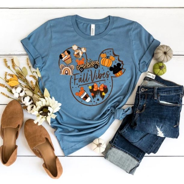 Fall Vibes Mickey Ear Shirt, Disney Mickey Fall Shirt, Disney Fall Vibes Shirt, Minnie Fall, Disney Halloween Shirt