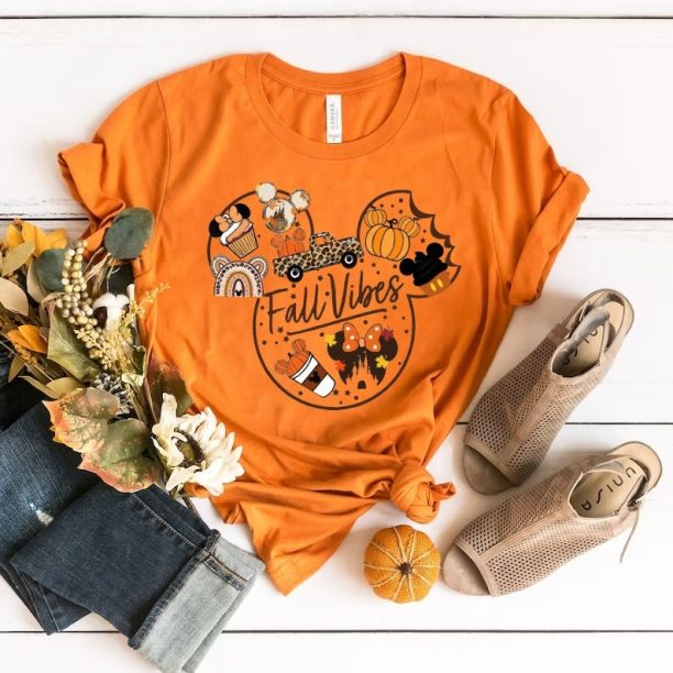 Fall Vibes Mickey Ear Shirt, Disney Mickey Fall Shirt, Disney Fall Vibes Shirt, Minnie Fall, Disney Halloween Shirt