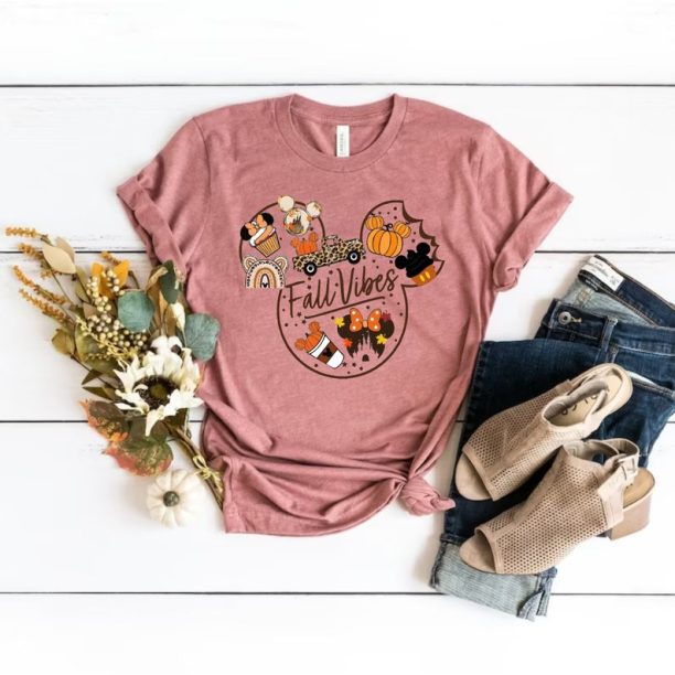 Fall Vibes Mickey Ear Shirt, Disney Mickey Fall Shirt, Disney Fall Vibes Shirt, Minnie Fall, Disney Halloween Shirt