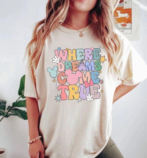 Disney Where Dreams Come True Comfort Colors® Shirt, Colorful Vacay Shirt, Disney Aesthetic Shirt, Disneyworld Shirt