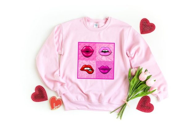 Lip Kiss Shirt, 4 Lip Kiss Shirt, Valentines Day Shirt, Gift for Valentine's Day, Lip Kiss Tee, Valentine Tee, Lip Tee, Pink Lip, Red Lip,