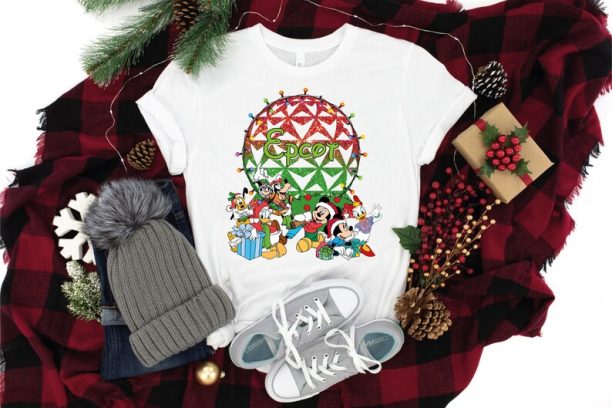 Disney Group Epcot Shirts, Christmas Mickey And Friends Epcot Shirt, Epcot Disney Park Tee, Merry Christmas Shirt