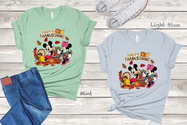 Mickey and Minnie Happy Thanksgiving Shirt, Mickey and Minnie Mouse Shirt, Thanksgiving Disney Shirt