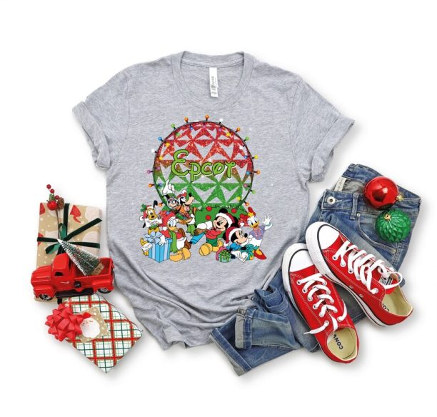 Disney Group Epcot Shirts, Christmas Mickey And Friends Epcot Shirt, Epcot Disney Park Tee, Merry Christmas Shirt