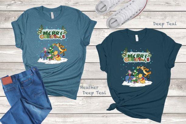 Merry Christmas Disney Shirt, Christmas T-shirt, Disney Pooh shirt, Disneyland Shirt, Christmas Family Matching Shirt