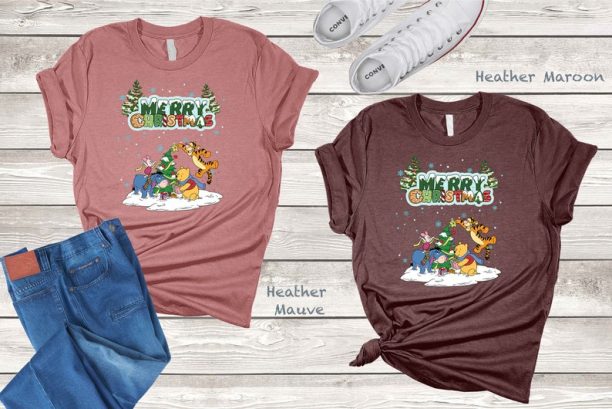 Merry Christmas Disney Shirt, Christmas T-shirt, Disney Pooh shirt, Disneyland Shirt, Christmas Family Matching Shirt