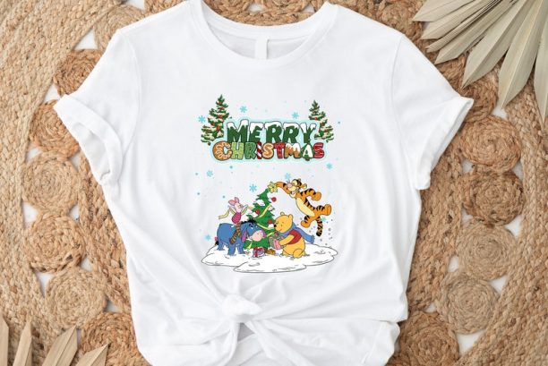 Merry Christmas Disney Shirt, Christmas T-shirt, Disney Pooh shirt, Disneyland Shirt, Christmas Family Matching Shirt