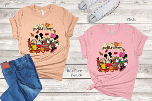 Mickey and Minnie Happy Thanksgiving Shirt, Mickey and Minnie Mouse Shirt, Thanksgiving Disney Shirt