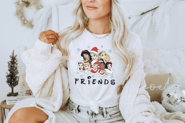 Disney Princess Friends Retro Christmas Shirt, Disney Christmas Shirt, Princess Christmas Shirt, Disney Christmas Shirt