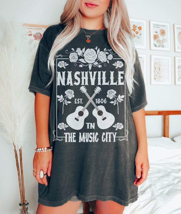 Nashville Tee, Nashville T-shirt, Music City, Tennessee Tee, Vintage Inspired Cotton T-shirt, , Unisex Tee