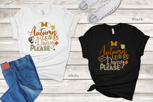 Autumn Leaves and Disney Please, Fall Shirt, Thanksgiving Tee, Pumpkin Shirt, Women Fall T-shirt