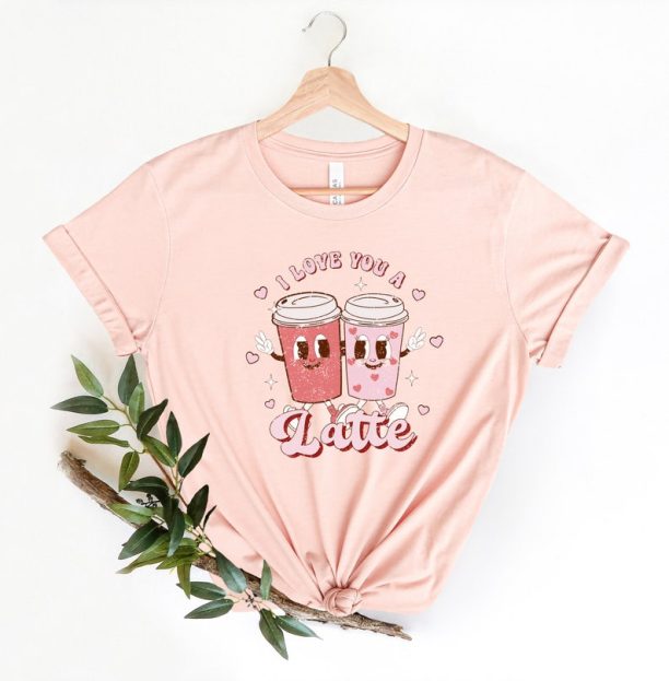 Retro Valentines Day Shirt,Valentines Day Shirts For Woman,Latte Valentine Shirt,Valentines Day Gift,Valentines Coffee Lover Gift,Donut