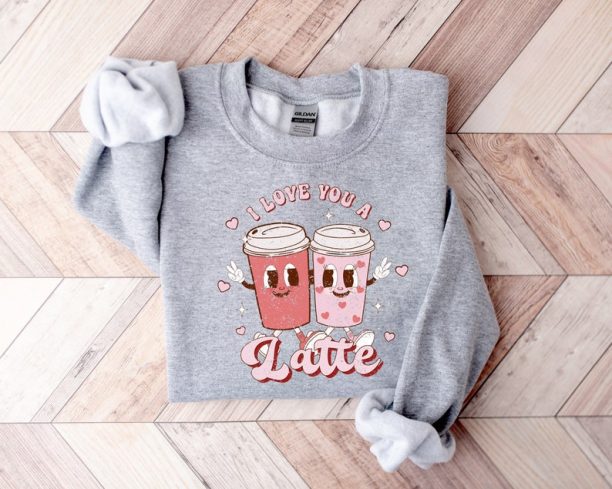 Retro Valentines Day Shirt,Valentines Day Shirts For Woman,Latte Valentine Shirt,Valentines Day Gift,Valentines Coffee Lover Gift,Donut