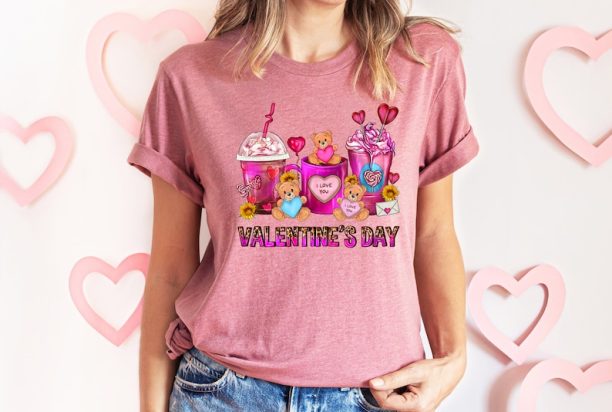 Valentines Day Coffee Cups Shirt,Valentines Day Shirts For Woman,Latte Valentine Shirt,Valentines Day Gift,Happy Valentine's Day Shirt