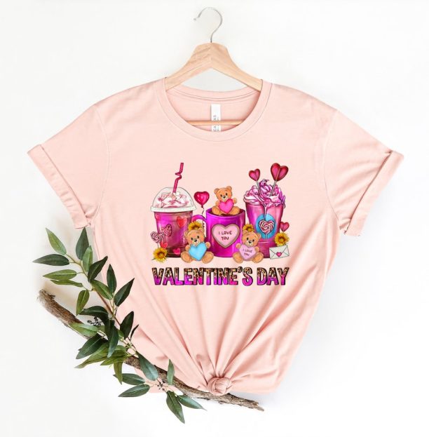 Valentines Day Coffee Cups Shirt,Valentines Day Shirts For Woman,Latte Valentine Shirt,Valentines Day Gift,Happy Valentine's Day Shirt