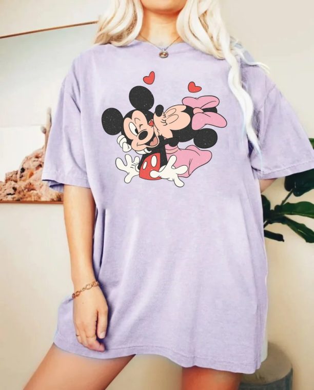 Vintage Mickey Minnie Valentine Comfort Colors Shirt, Retro Disney Valentine Shirt, Disney Valentine Couple Shirt