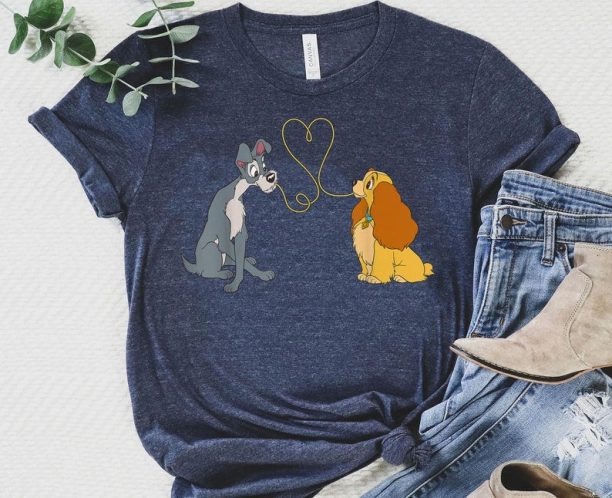 Lady And The Tramp Bella Notte Shirt / Disney Love Heart Tee / Disney Valentine's Day T-shirt