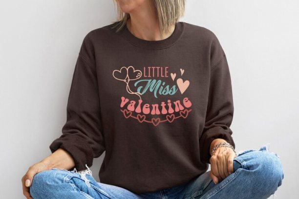 Little Miss Valentines Sweatshirt, Valentine Sweatshirt, Matching Shirt, Gift Girlfriend, Retro Sweatshirt