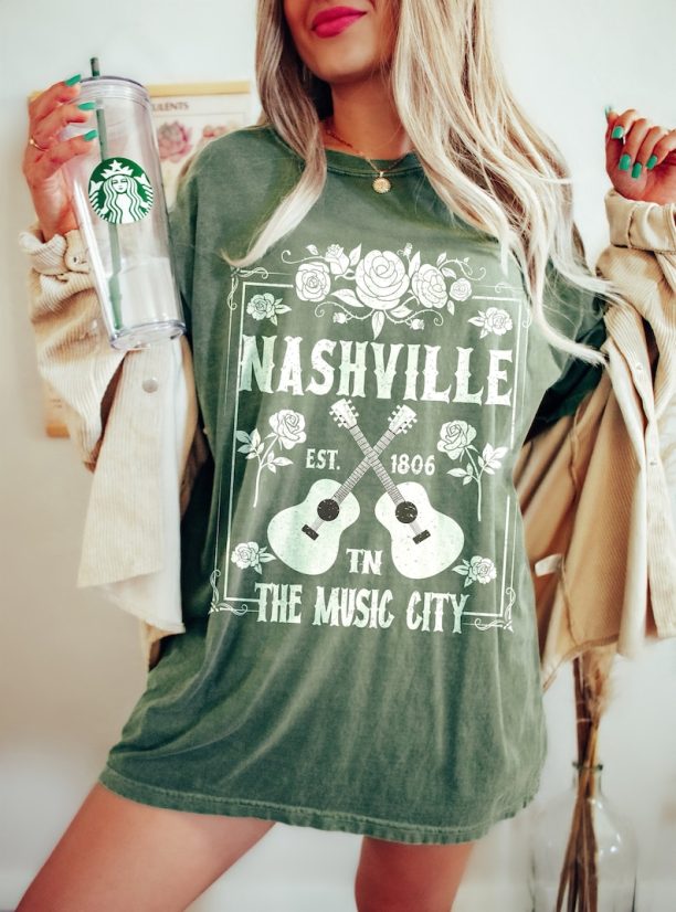 Nashville Tee, Nashville T-shirt, Music City, Tennessee Tee, Vintage Inspired Cotton T-shirt, , Unisex Tee