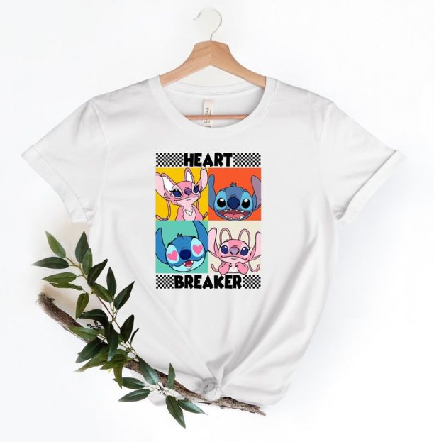 Disney Heartbreaker Valentine Shirt, Anti Valentines Day Shirt, Stitch Angel Valentine Day Shirt