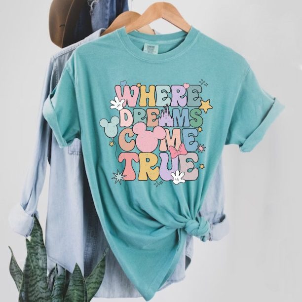 Disney Where Dreams Come True Comfort Colors® Shirt, Colorful Vacay Shirt, Disney Aesthetic Shirt, Disneyworld Shirt