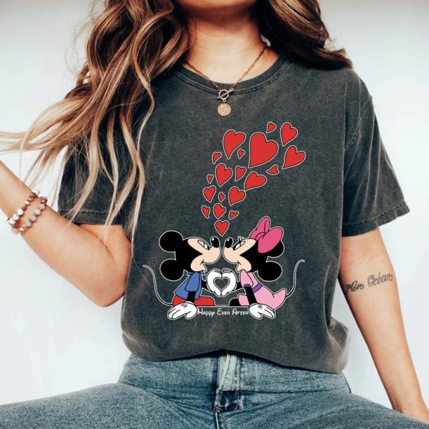 Mickey Minnie Happy Ever After Comfort Colors Shirt, Mickey Minnie Valentines Day Shirt, Disney Valentine Couple Shirt