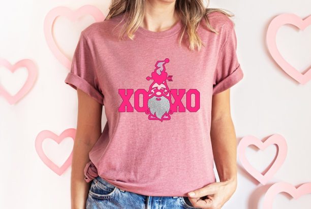 XOXO Valentine Gnome Tshirt, Cute Gnomies Tshirt, Valentines T-shirt, Cute Valentine Tee, Love Gnome Shirt, Heart Valentine's Crewneck