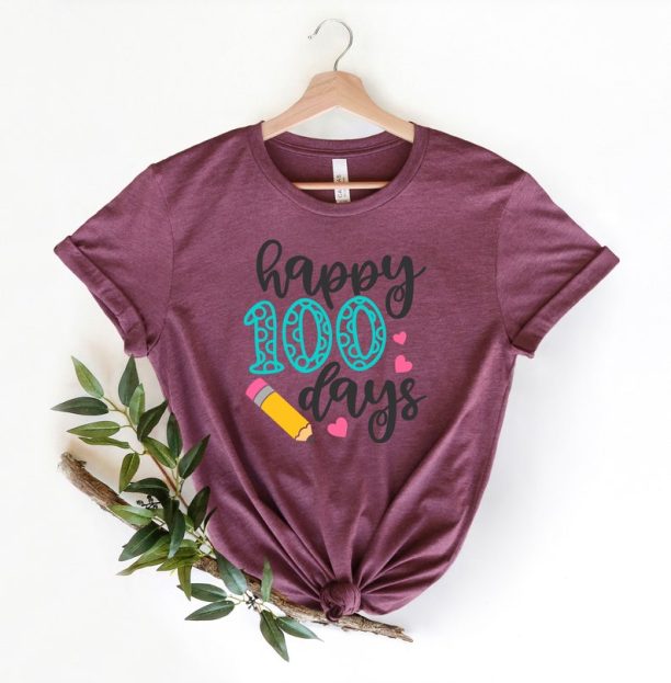 100 Days of School Shirt Happy 100 Days Pencil, 100 Day Shirt, 100th Day Of School Celebration