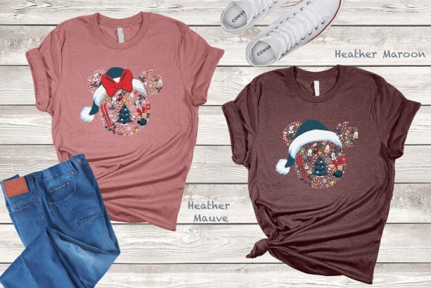 Mickey Minnie Head Shirt, Christmas Disney Couple Shirts, Christmas Family Matching Shirts, Merry Christmas Shirt